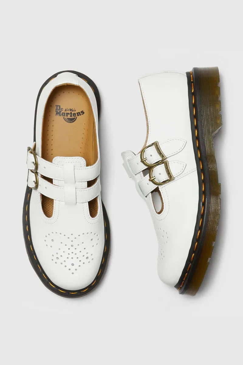 8065 Leather Mary Jane Shoes - White Smooth
