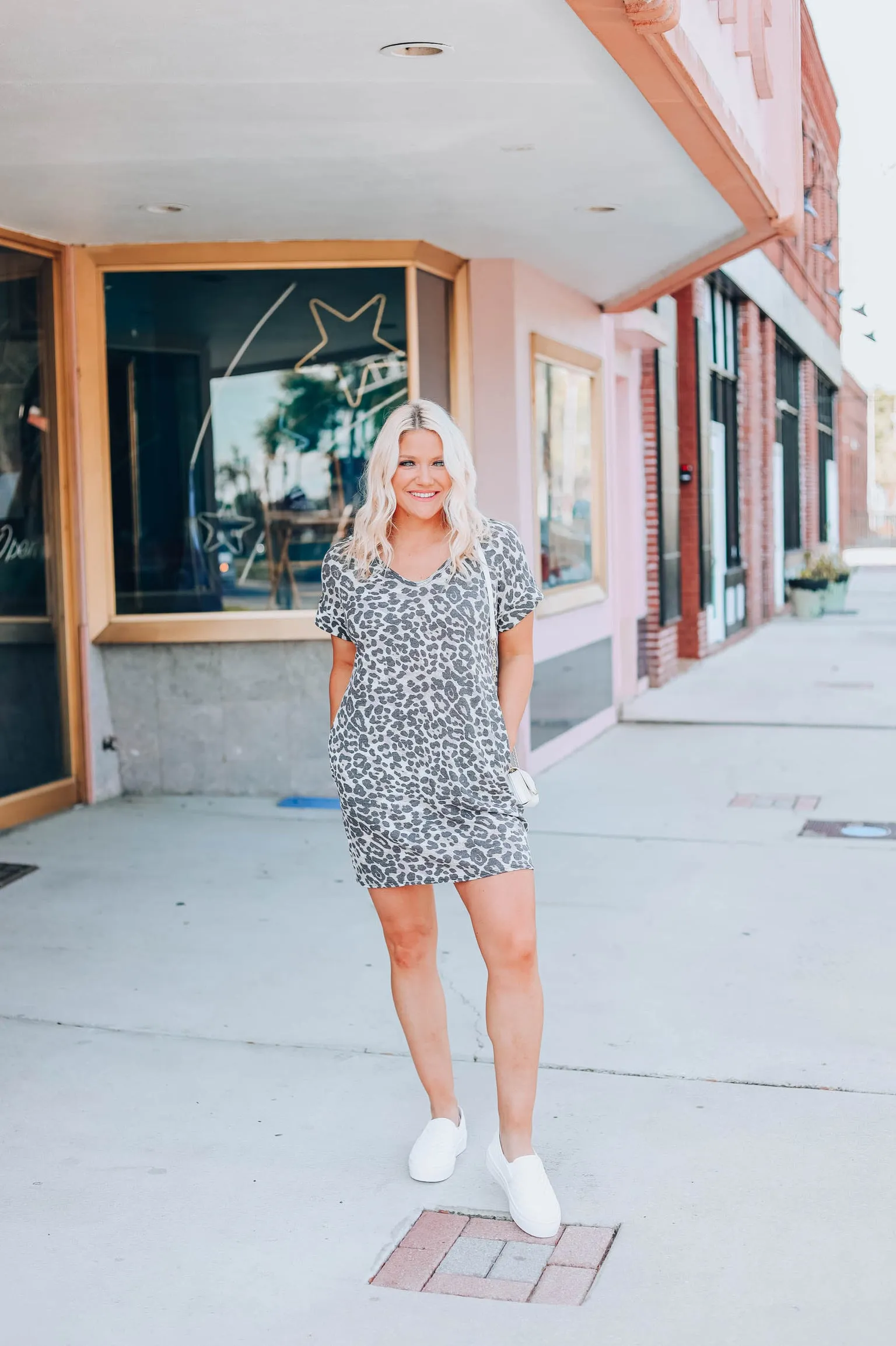 All The Luck Leopard T-Shirt Dress