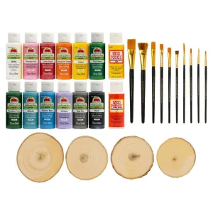 Apple Barrel Wood Round Multi-Surface Acrylic Craft Paint Kit, 28 Piece