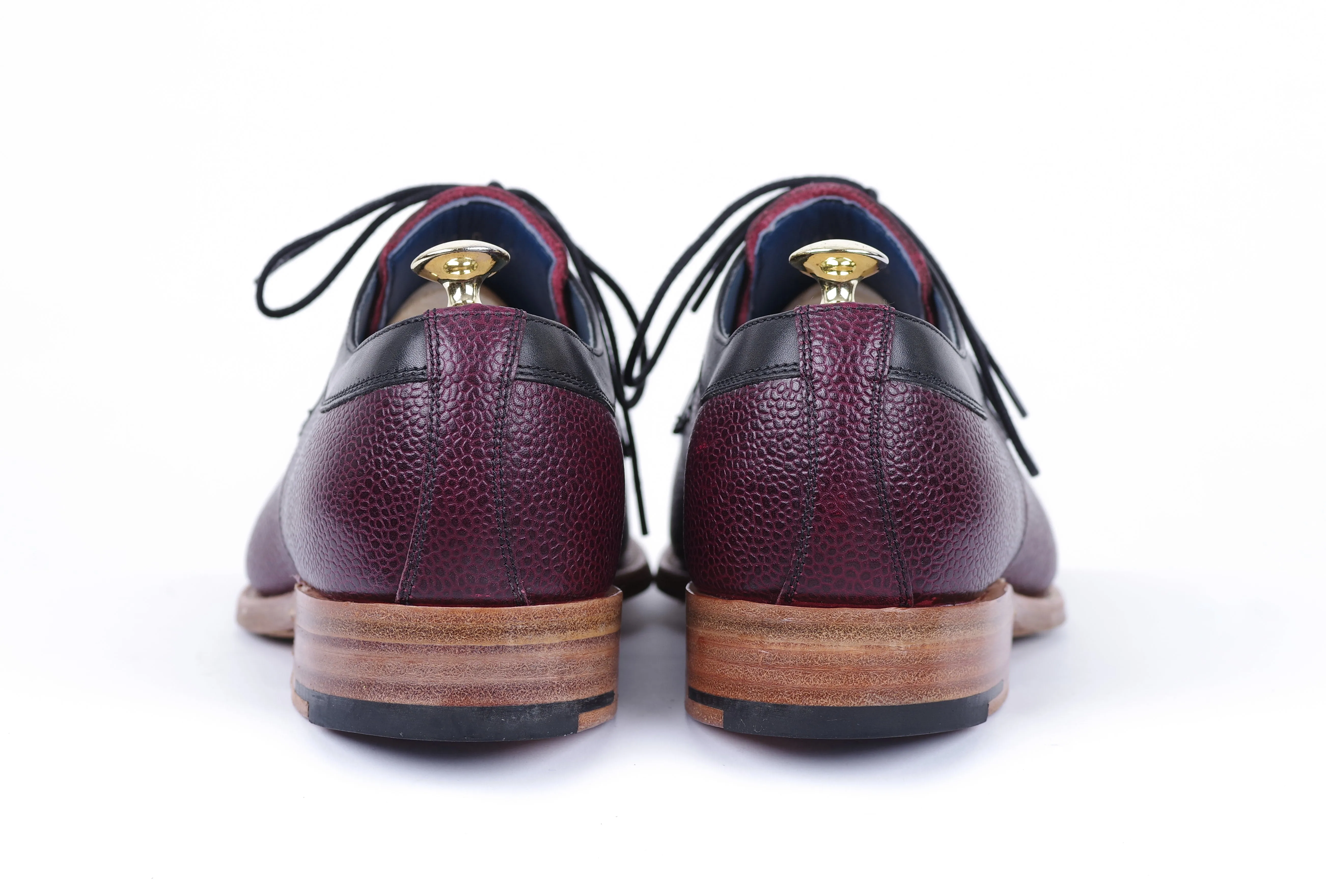 Barker Burgundy Red Dual Color Men's Derby Shoes, Size UK 7 1/2 F