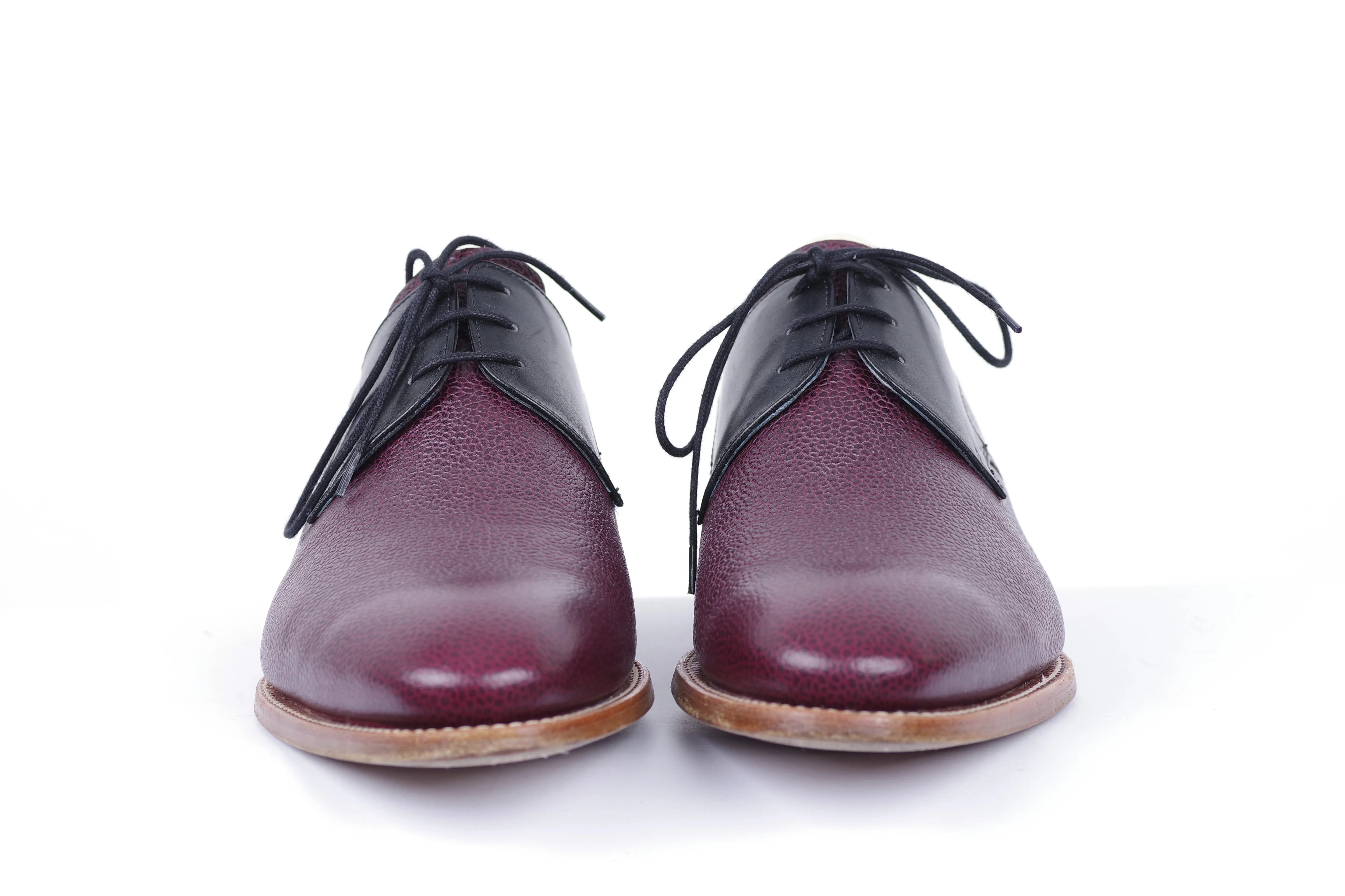 Barker Burgundy Red Dual Color Men's Derby Shoes, Size UK 7 1/2 F