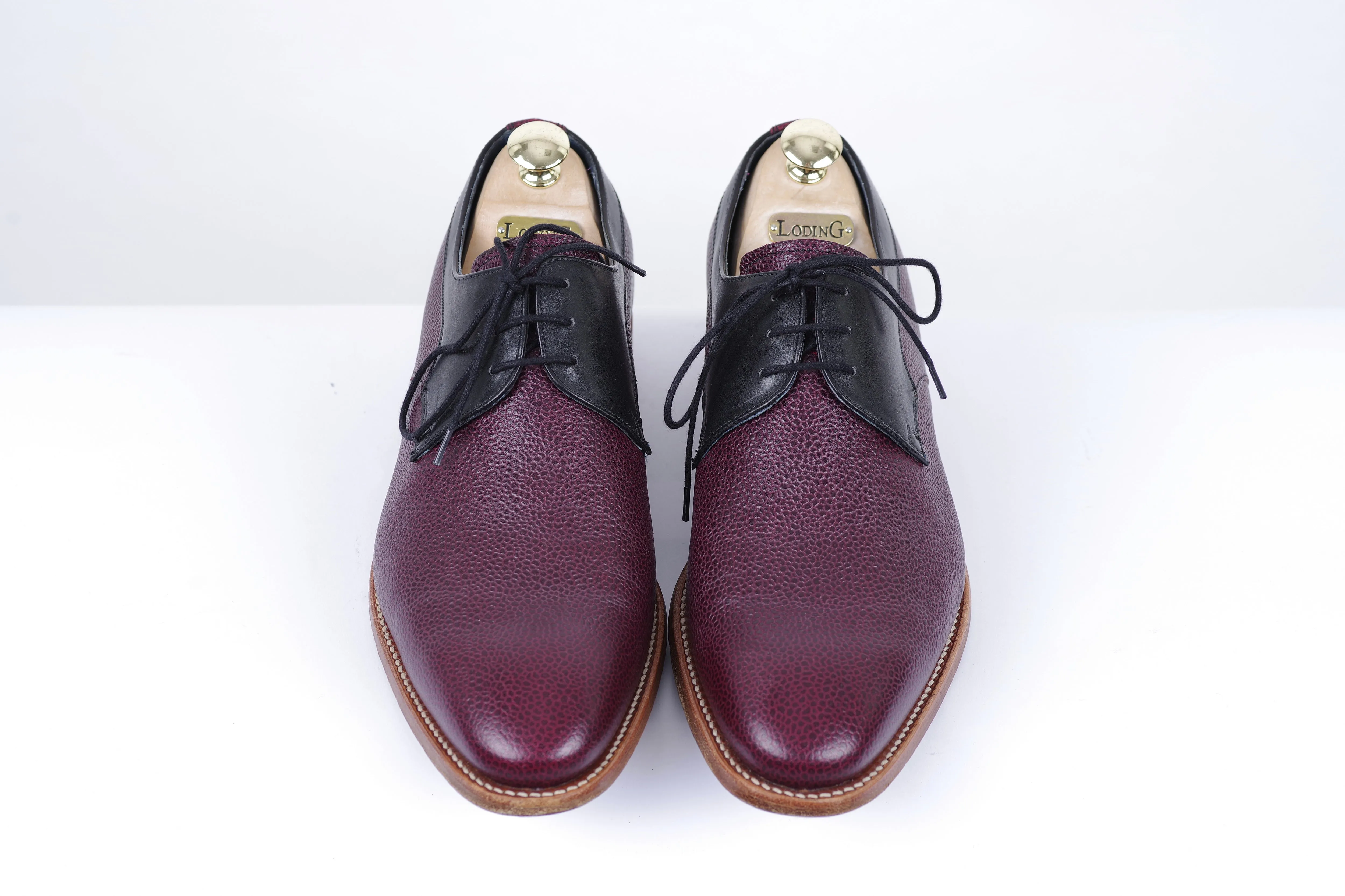 Barker Burgundy Red Dual Color Men's Derby Shoes, Size UK 7 1/2 F