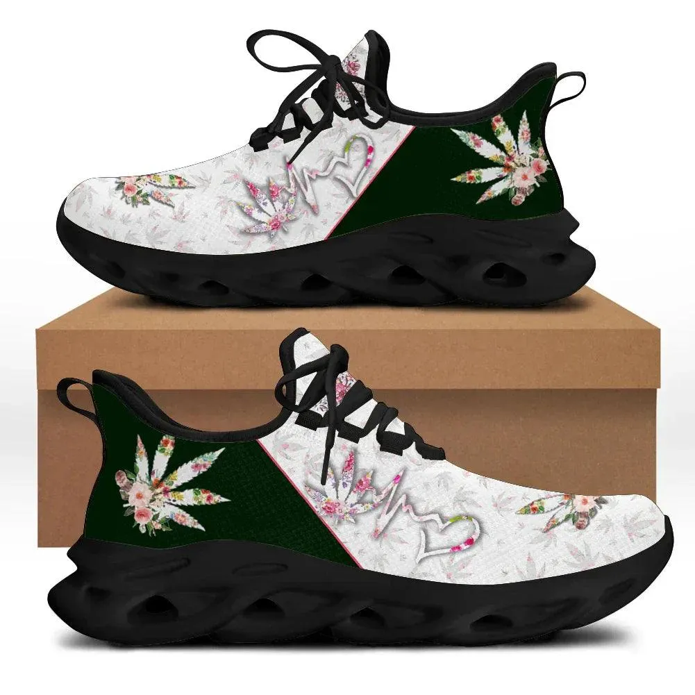 Belidome Weed Shoes Green Grass PotLeaf Print Womens Pot Leaf Running Blade Tennis Walking Sneakers Comfortable Non Slip Work Sport Athletic Shoe