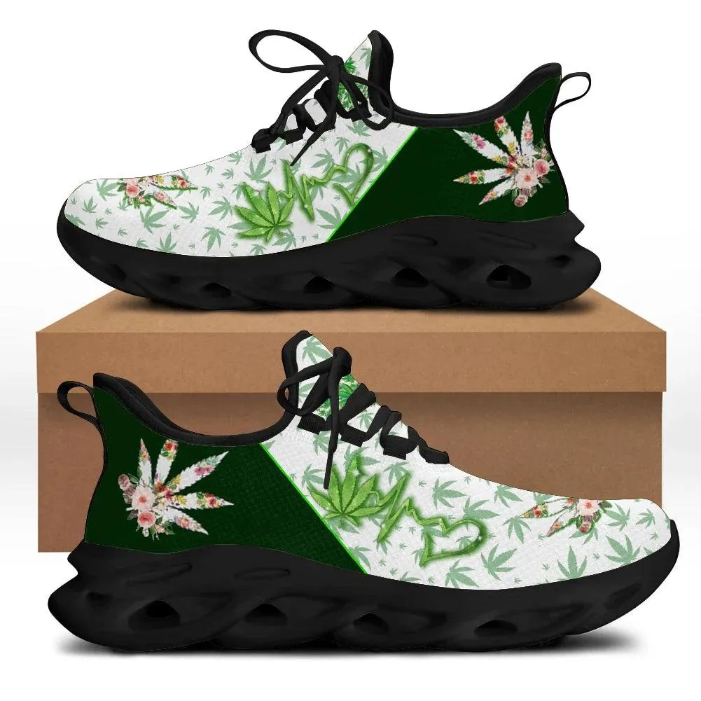 Belidome Weed Shoes Green Grass PotLeaf Print Womens Pot Leaf Running Blade Tennis Walking Sneakers Comfortable Non Slip Work Sport Athletic Shoe