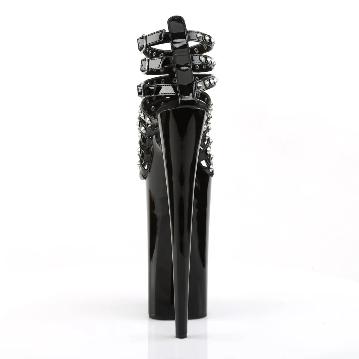 BEYOND-093 Black & Silver Ankle Peep Toe High Heel