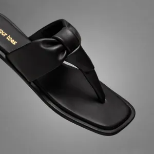Black puffy Knotted flats