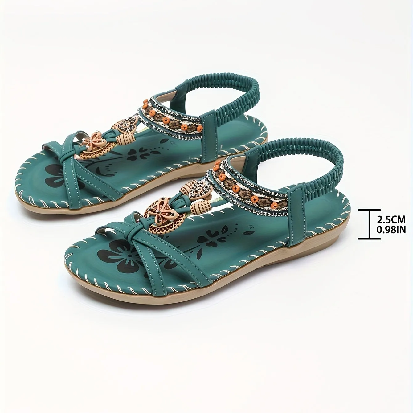 Boho chic handgemaakte sandalen met elastisch enkelbandje