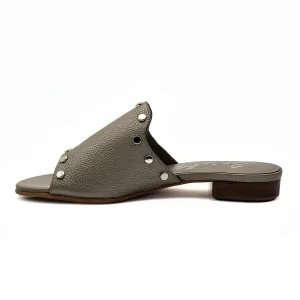 Brighton Night Studded Sandals Sliders Leather Grey Colour For Women