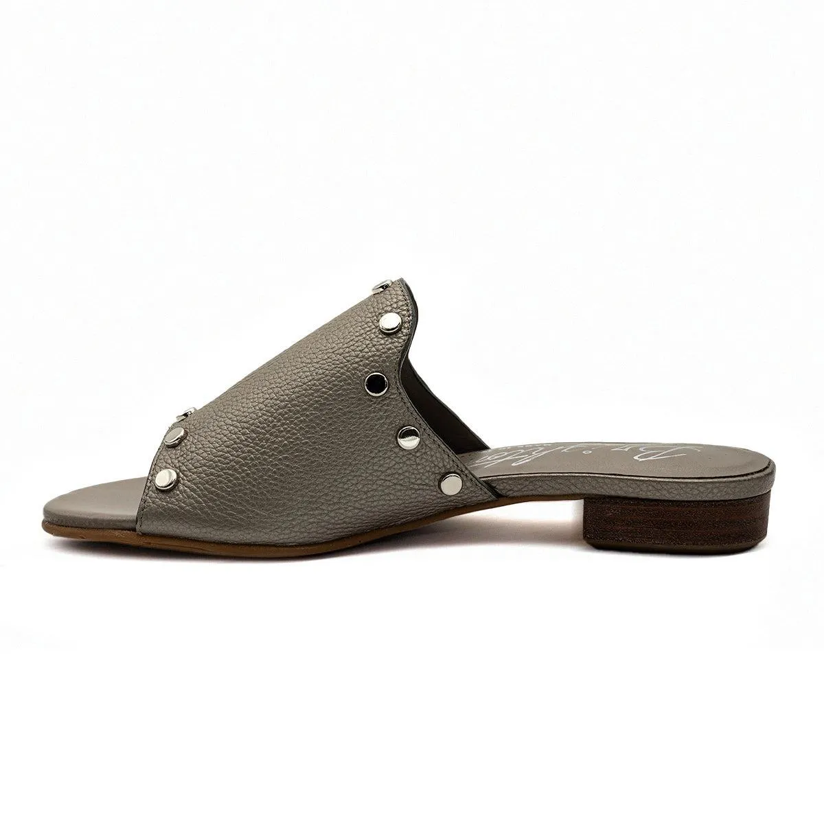 Brighton Night Studded Sandals Sliders Leather Grey Colour For Women