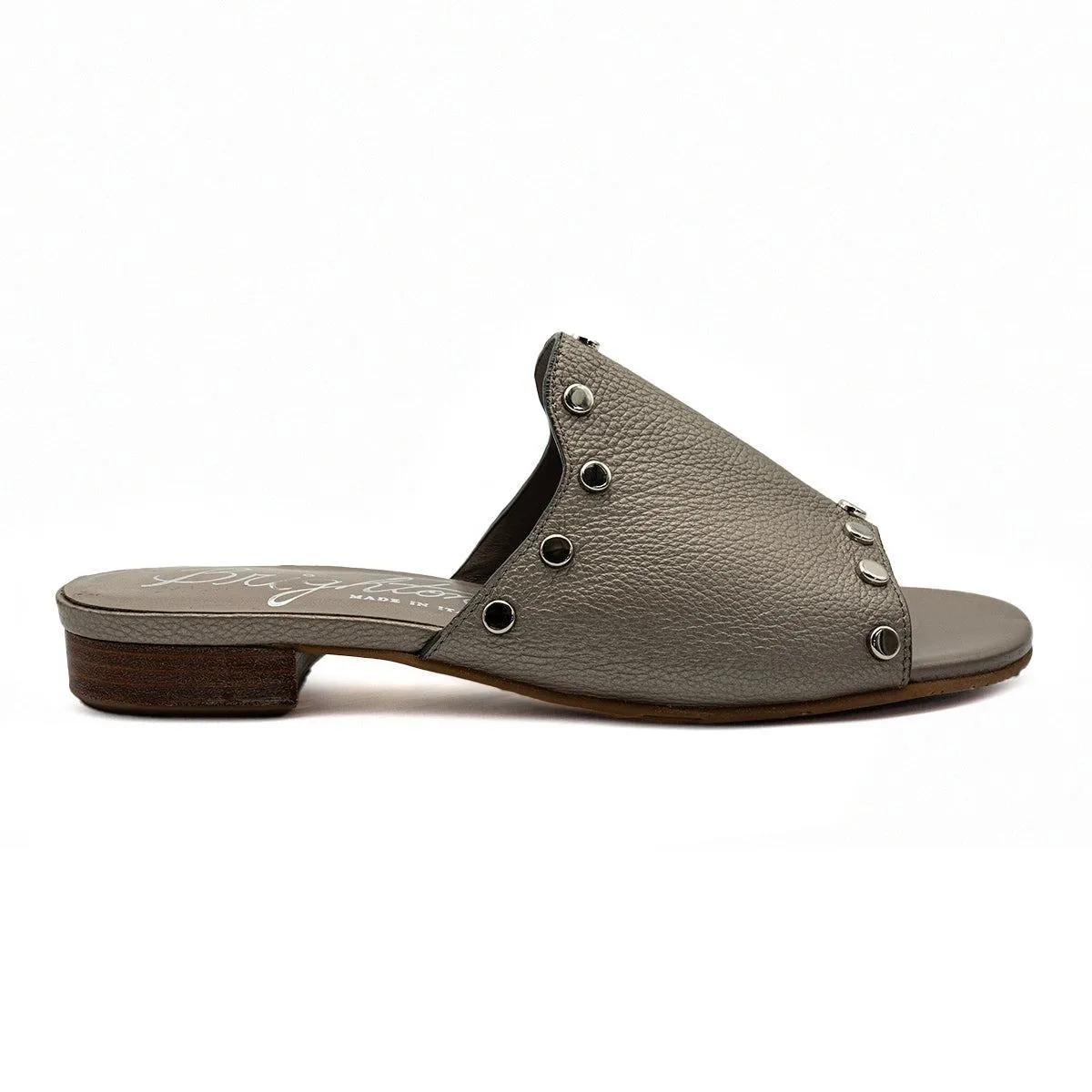 Brighton Night Studded Sandals Sliders Leather Grey Colour For Women