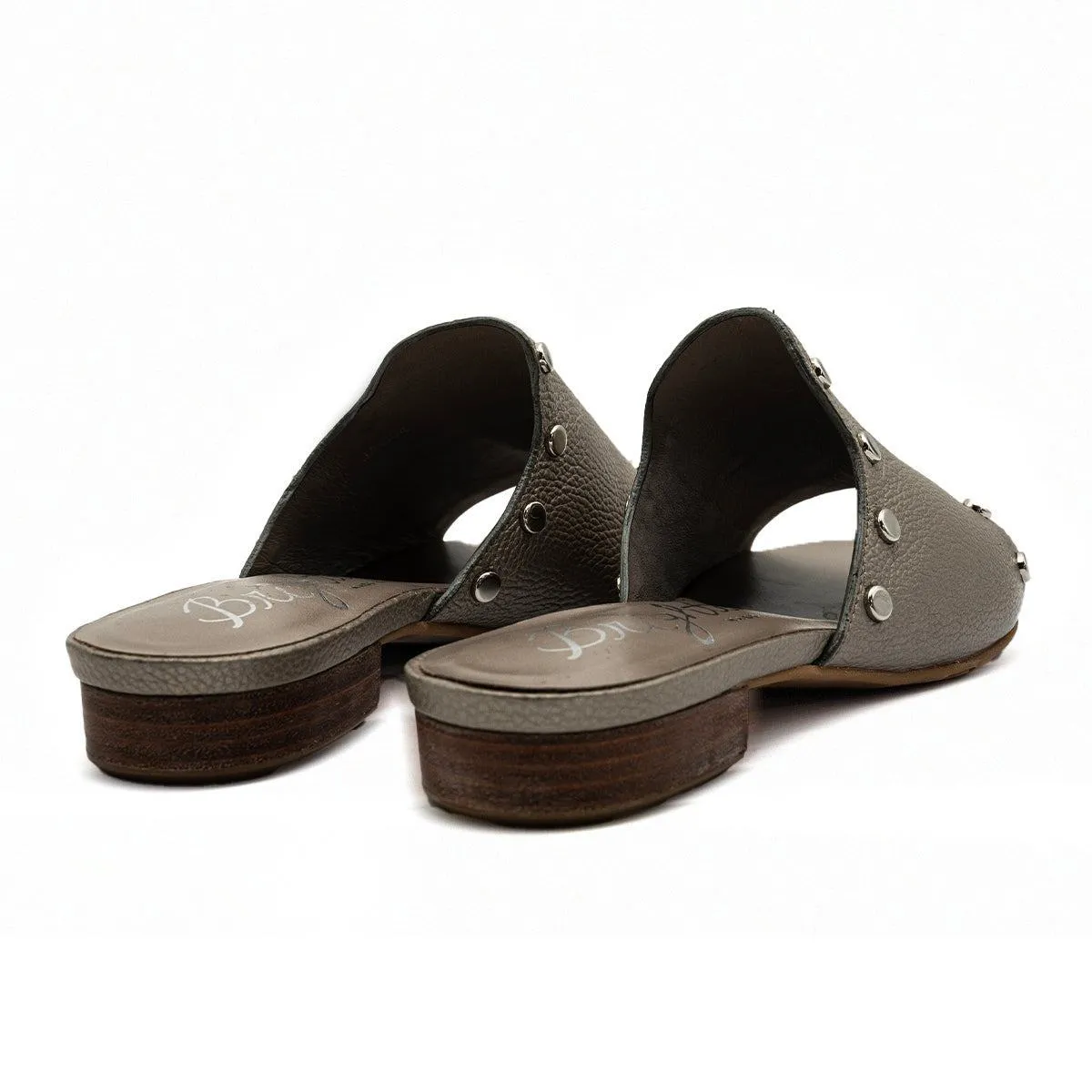 Brighton Night Studded Sandals Sliders Leather Grey Colour For Women