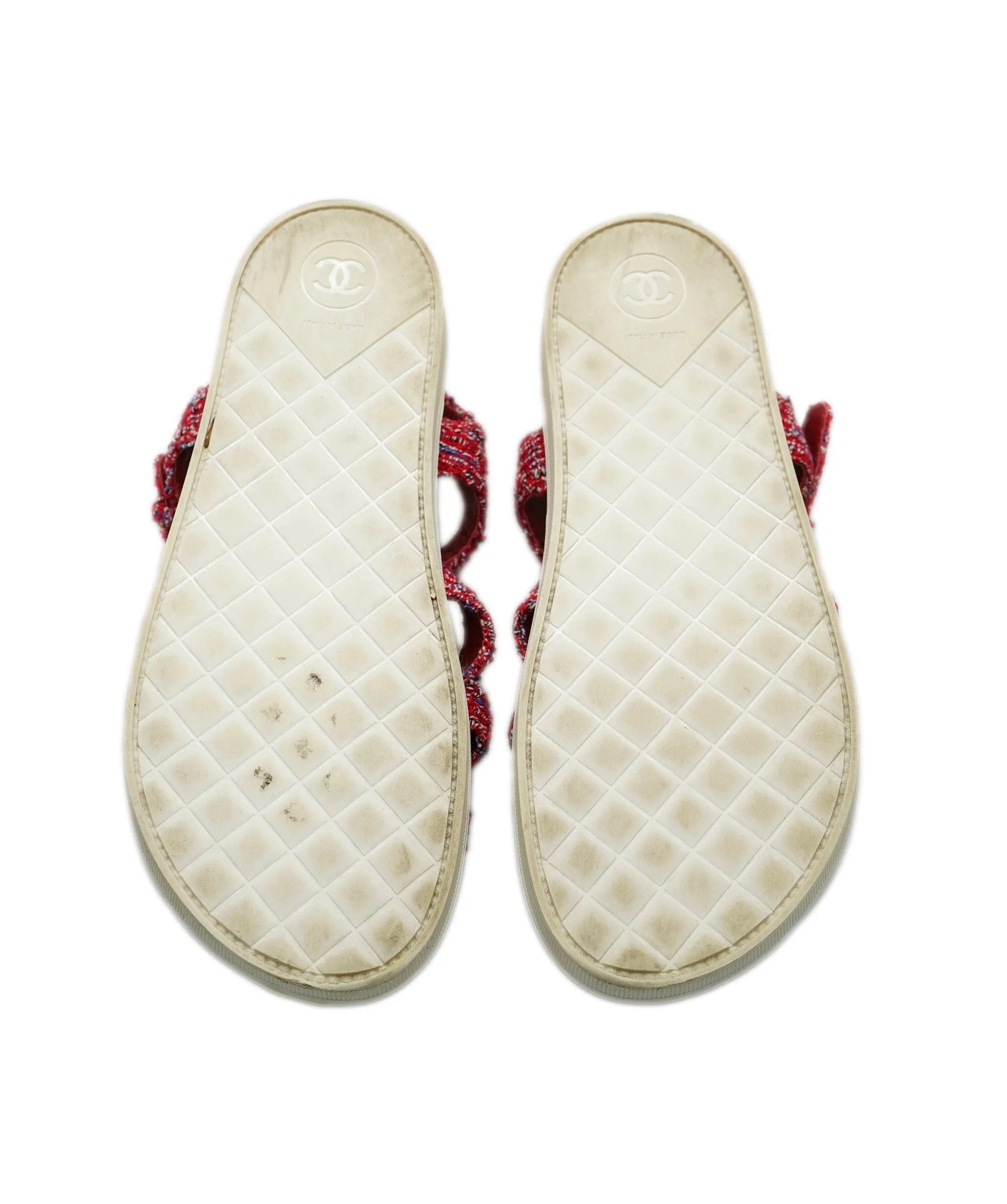 Chanel Tweed Red Sandals ALC1079