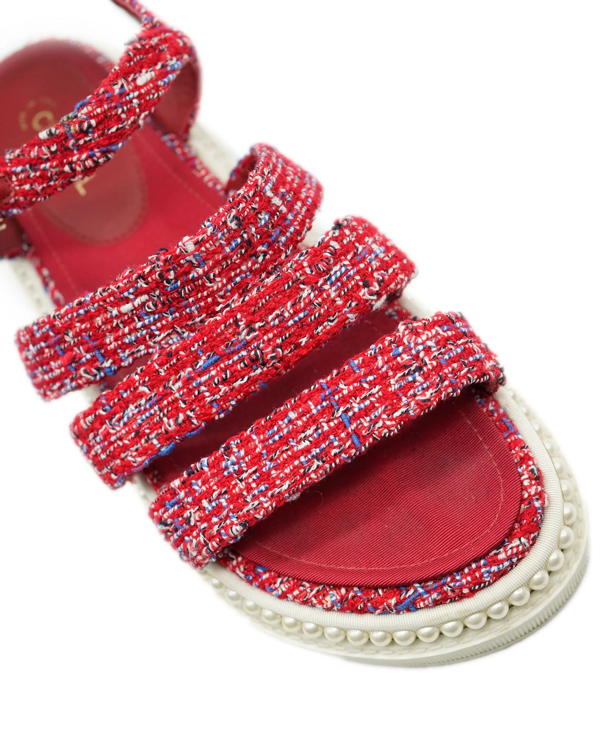 Chanel Tweed Red Sandals ALC1079