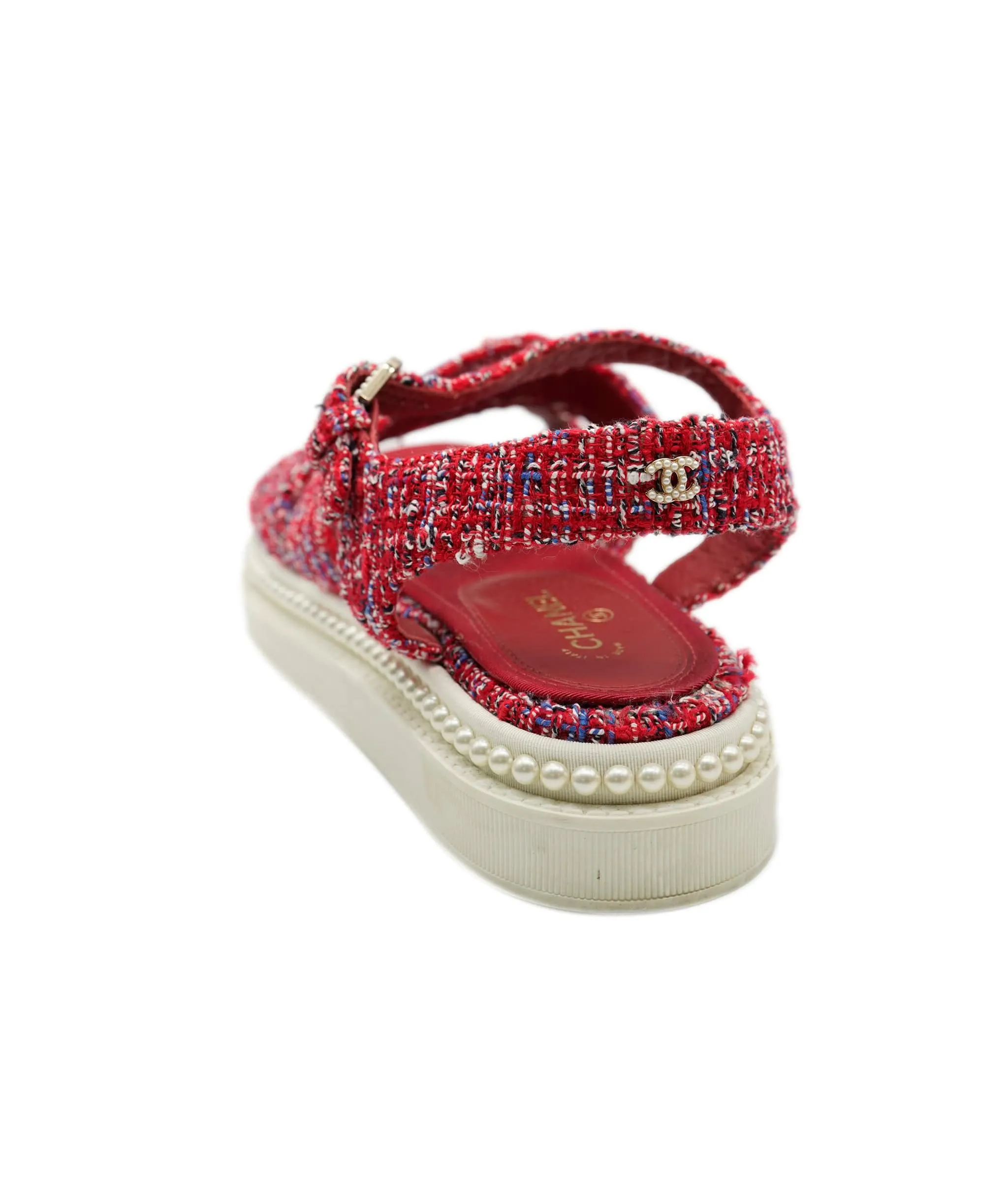 Chanel Tweed Red Sandals ALC1079
