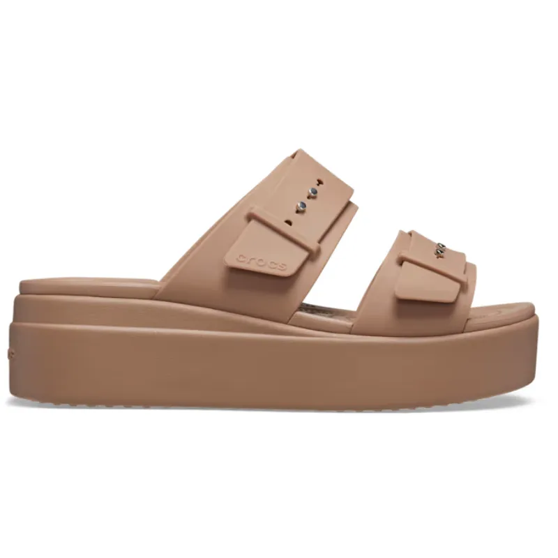 CROCS Brooklyn Buckle Low Wedge - Latte