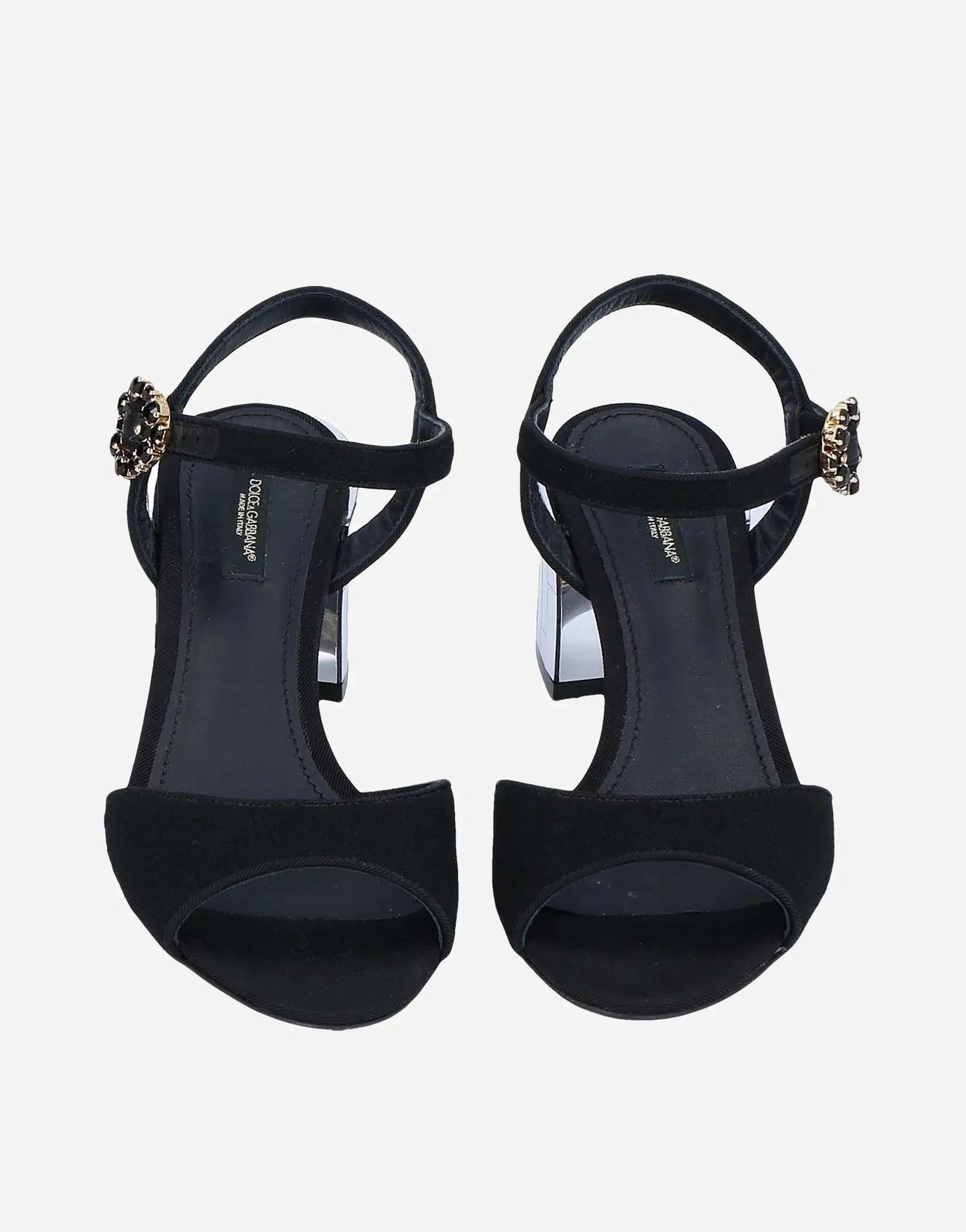 Crystal Embellished Two-Tone Ankle Strap Sandals