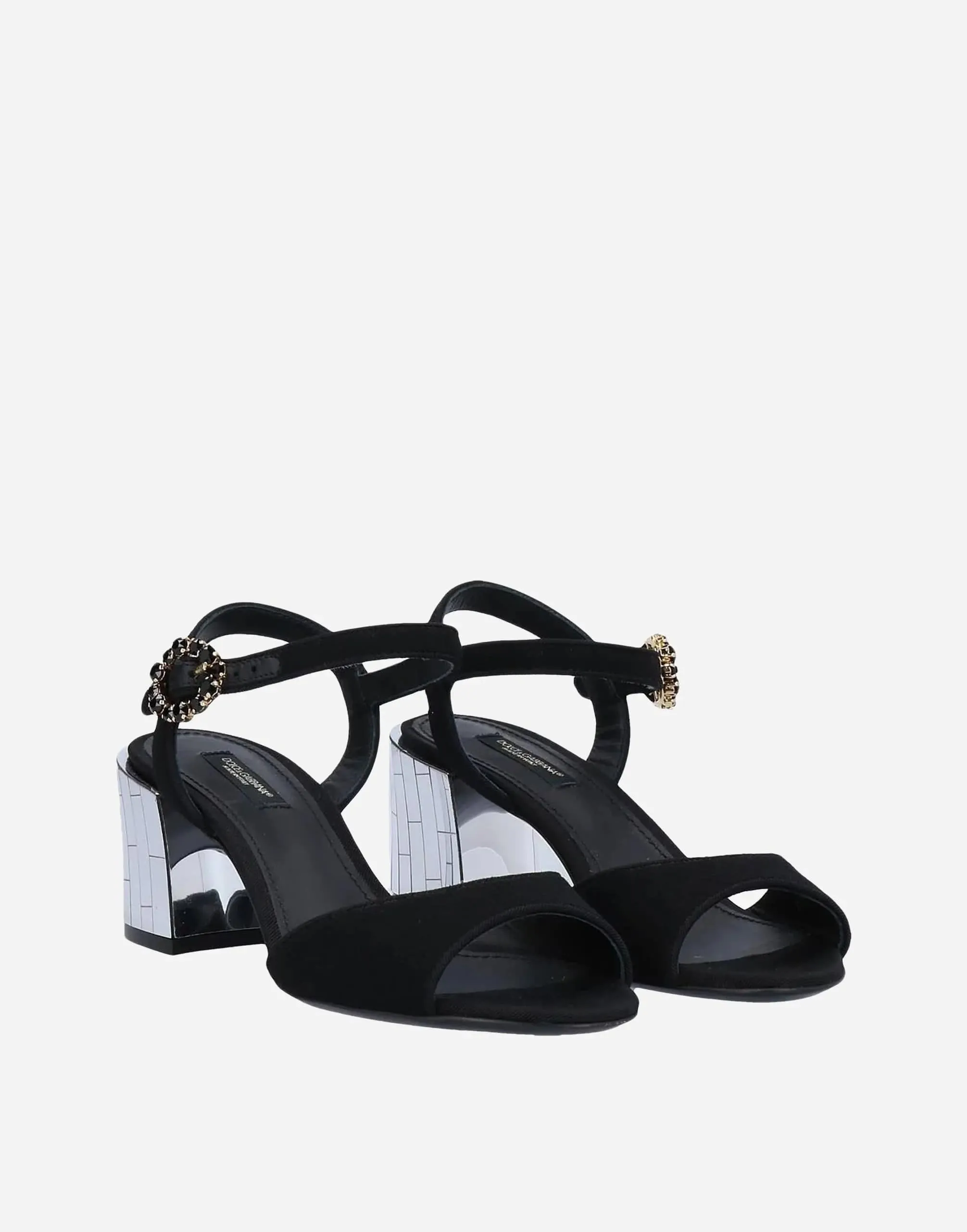 Crystal Embellished Two-Tone Ankle Strap Sandals