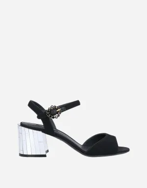 Crystal Embellished Two-Tone Ankle Strap Sandals