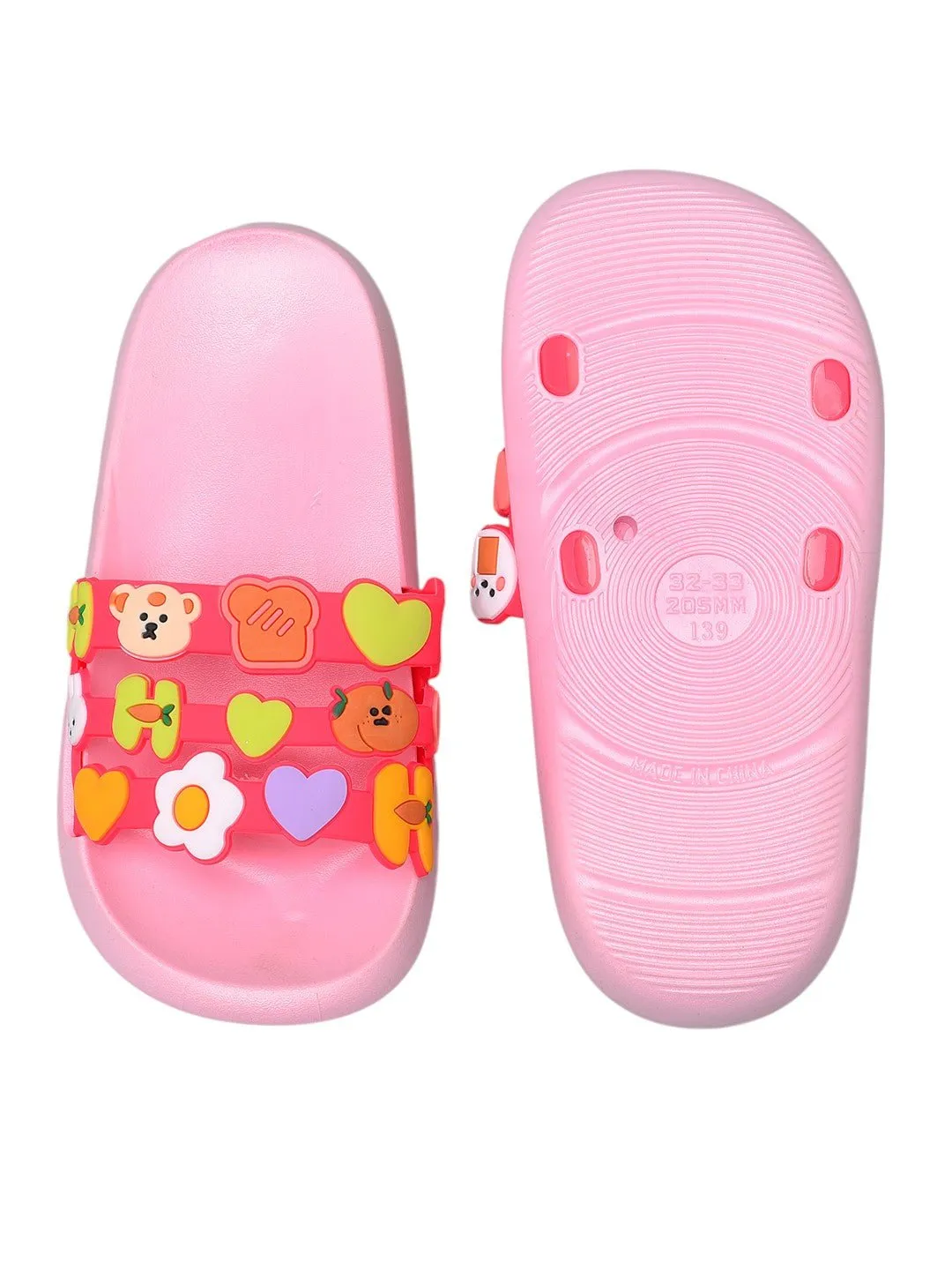 Cute Critter Applique Slides in Pink – Comfort Meets Playful Style
