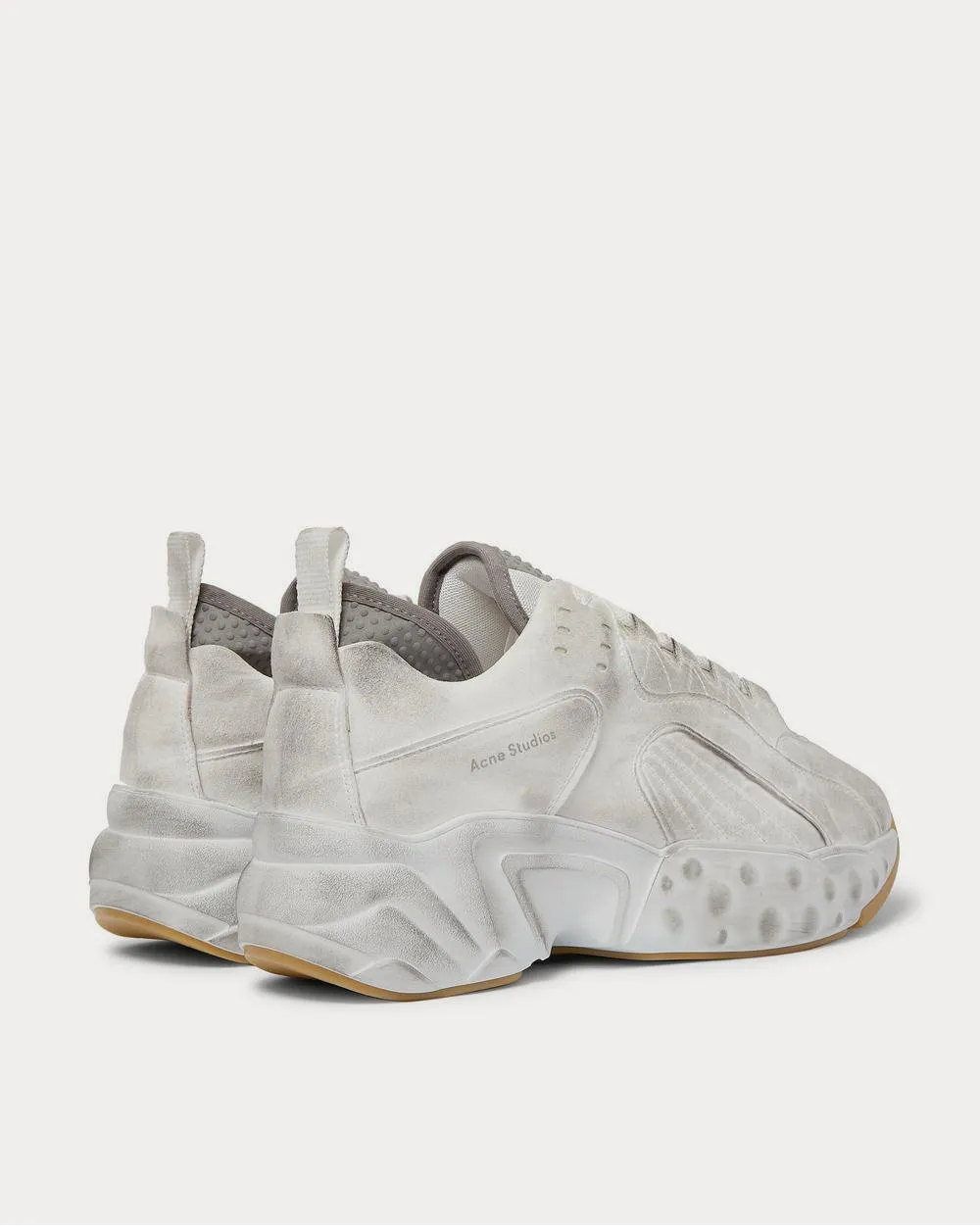 Distressed Suede  White low top sneakers