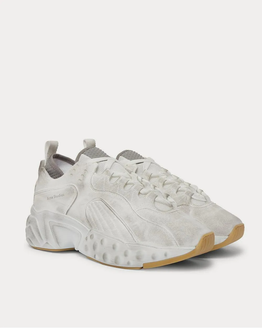 Distressed Suede  White low top sneakers