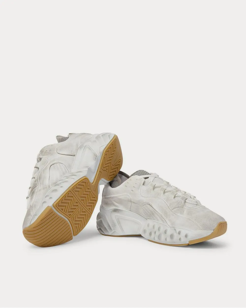 Distressed Suede  White low top sneakers