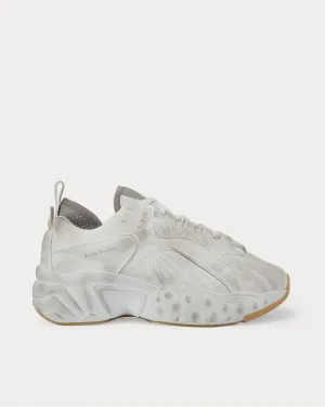 Distressed Suede  White low top sneakers