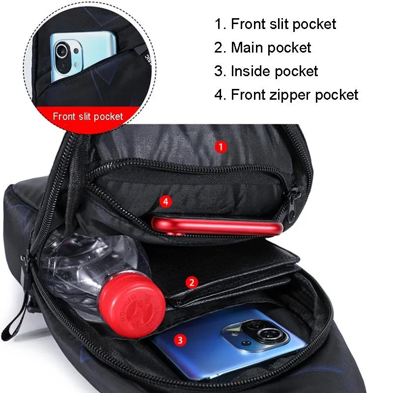 Dynamic Blue Oxford Cloth Chest Bag For Men Multi Functional Messenger Bag For Sports Travel Xqb993