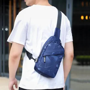 Dynamic Blue Oxford Cloth Chest Bag For Men Multi Functional Messenger Bag For Sports Travel Xqb993