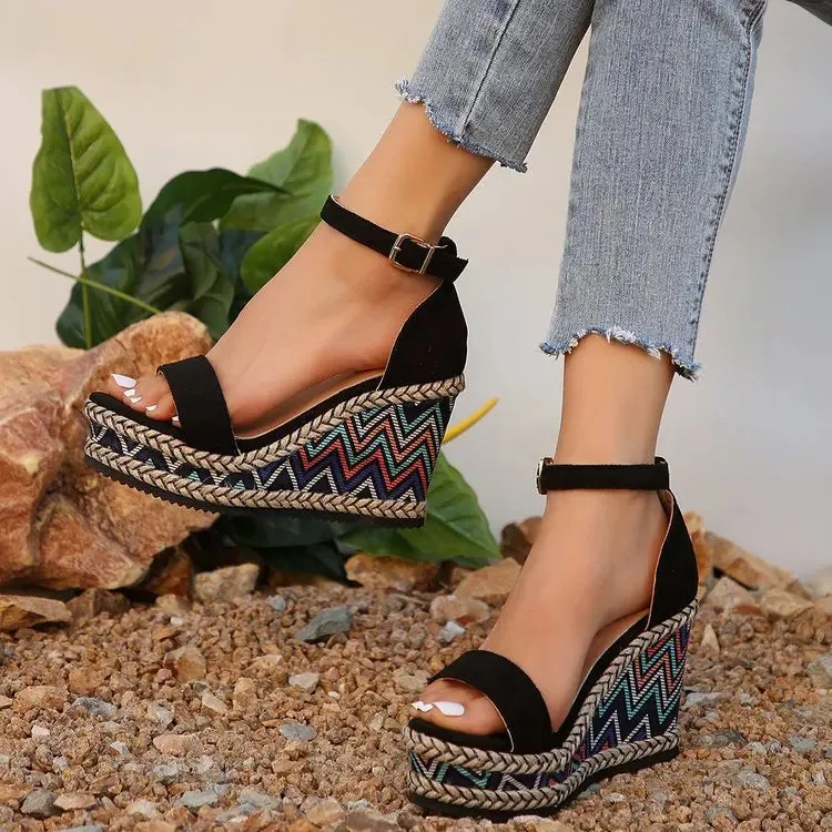 Ethnic Style Wedges Heel Sandals