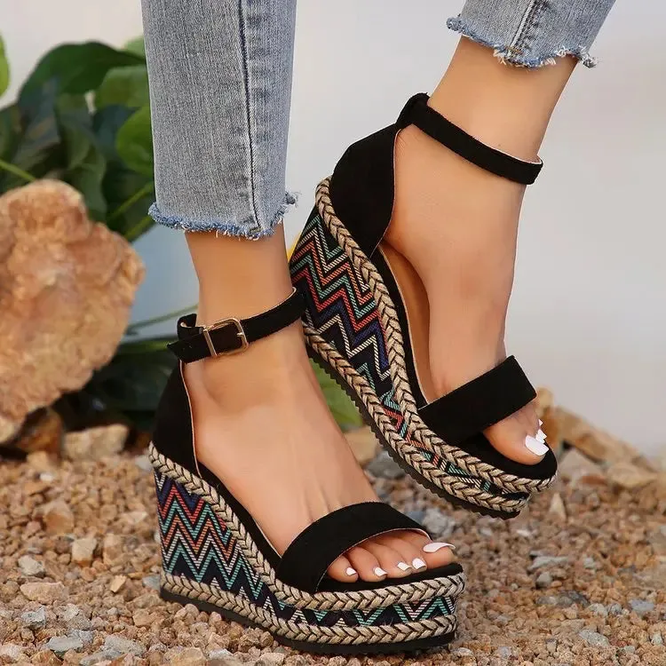 Ethnic Style Wedges Heel Sandals