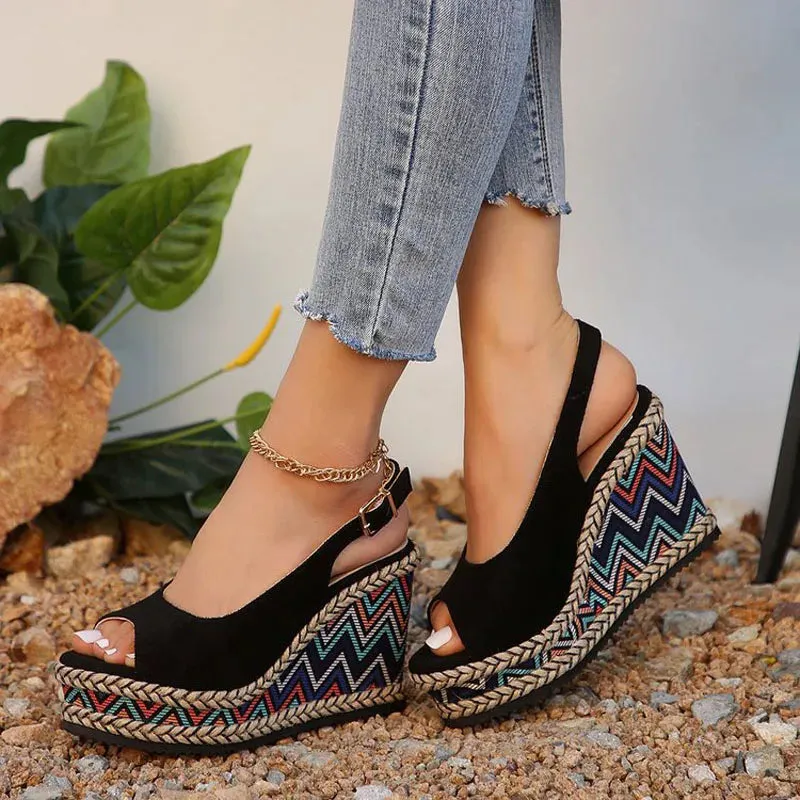 Ethnic Style Wedges Heel Sandals