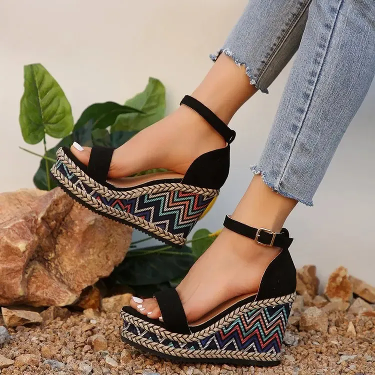 Ethnic Style Wedges Heel Sandals