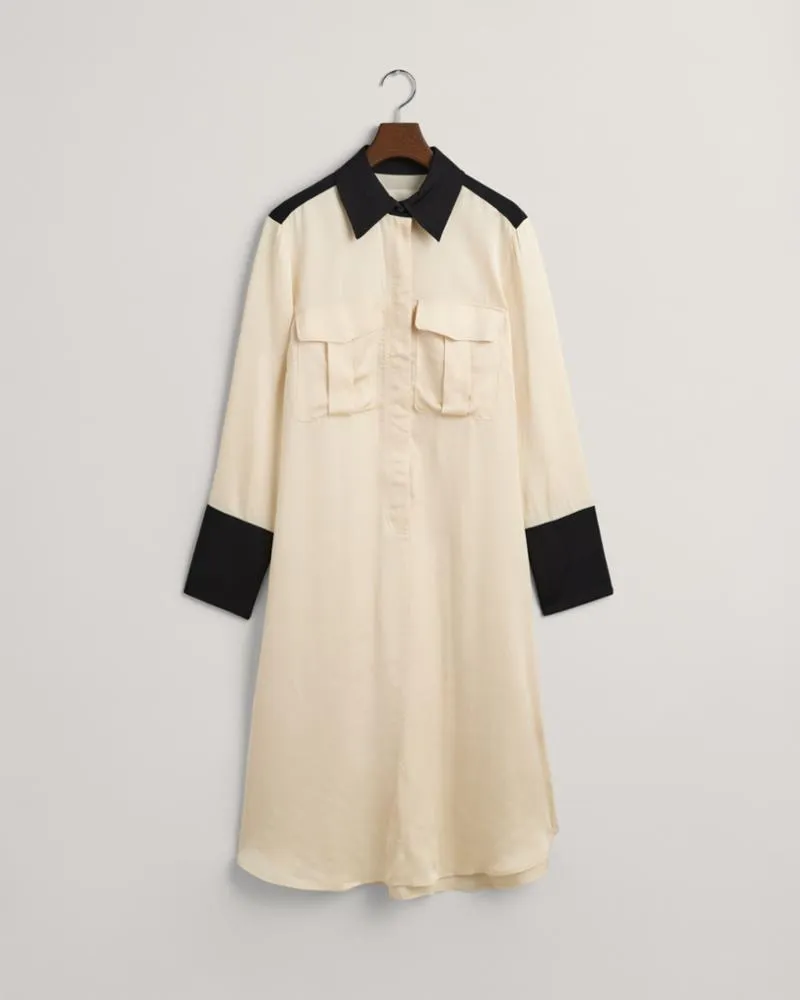 Gant Apparel Womens REG BLOCK SHIRT DRESS 116/LINEN