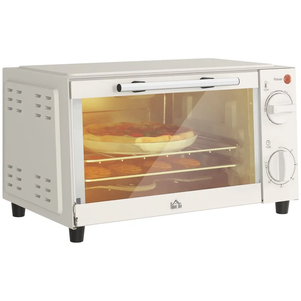 HOMCOM Mini Oven 9L Countertop Electric Grill with Temp Timer Control 750W