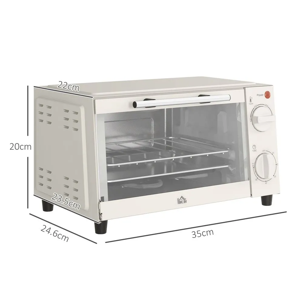 HOMCOM Mini Oven 9L Countertop Electric Grill with Temp Timer Control 750W