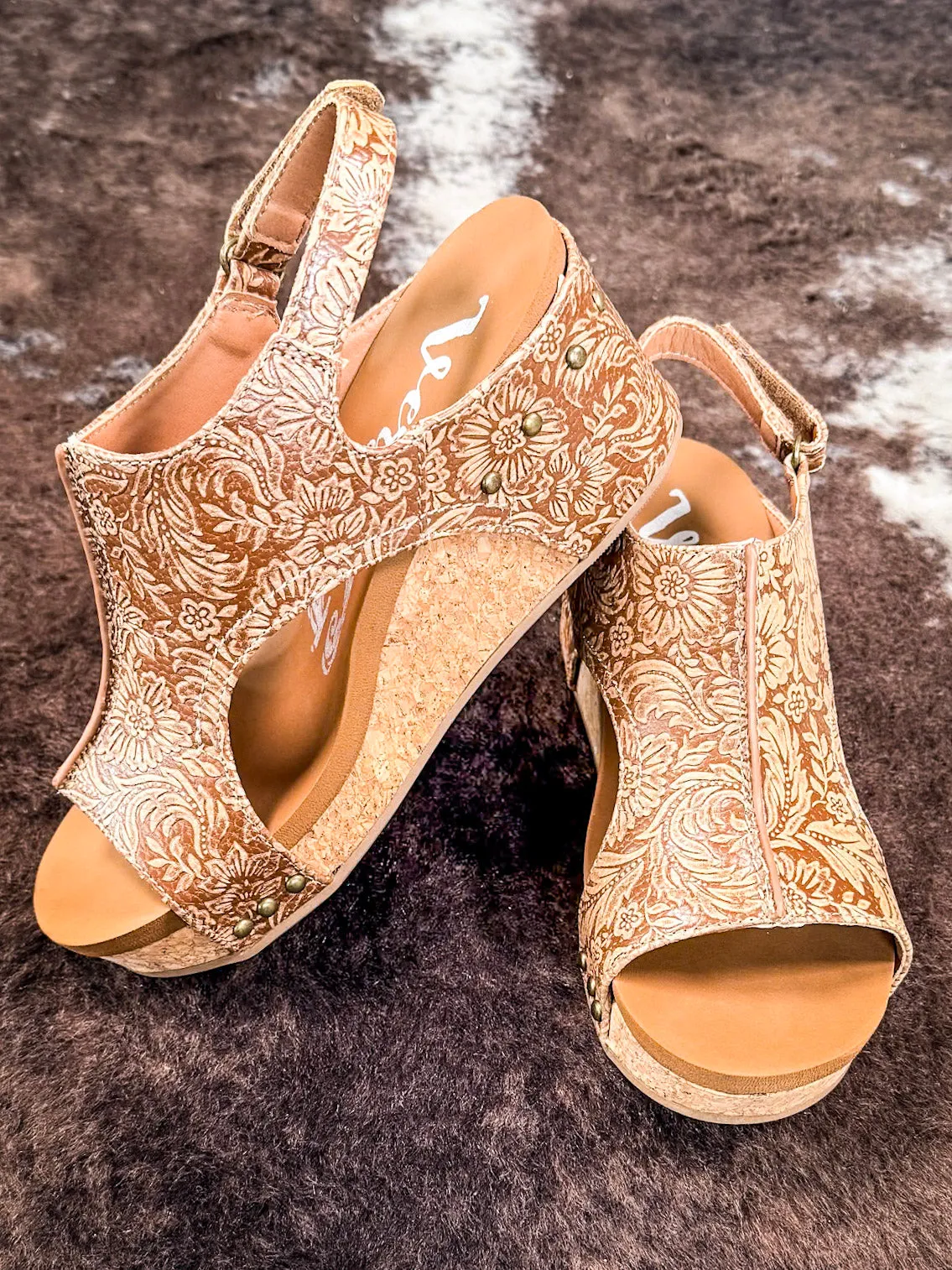 Isabella Tooled Wedge in Tan by Very G