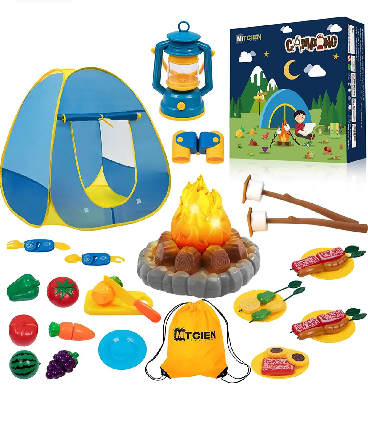 Kids Camping Play Tent with Toy Campfire