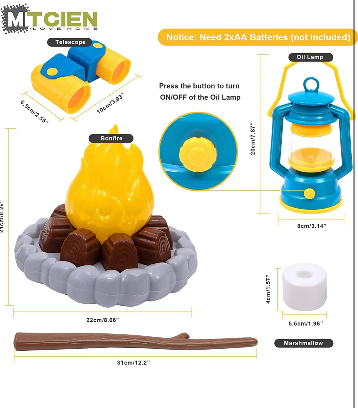 Kids Camping Play Tent with Toy Campfire