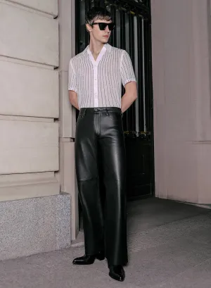 Leather Mid-Rise Flared Trousers