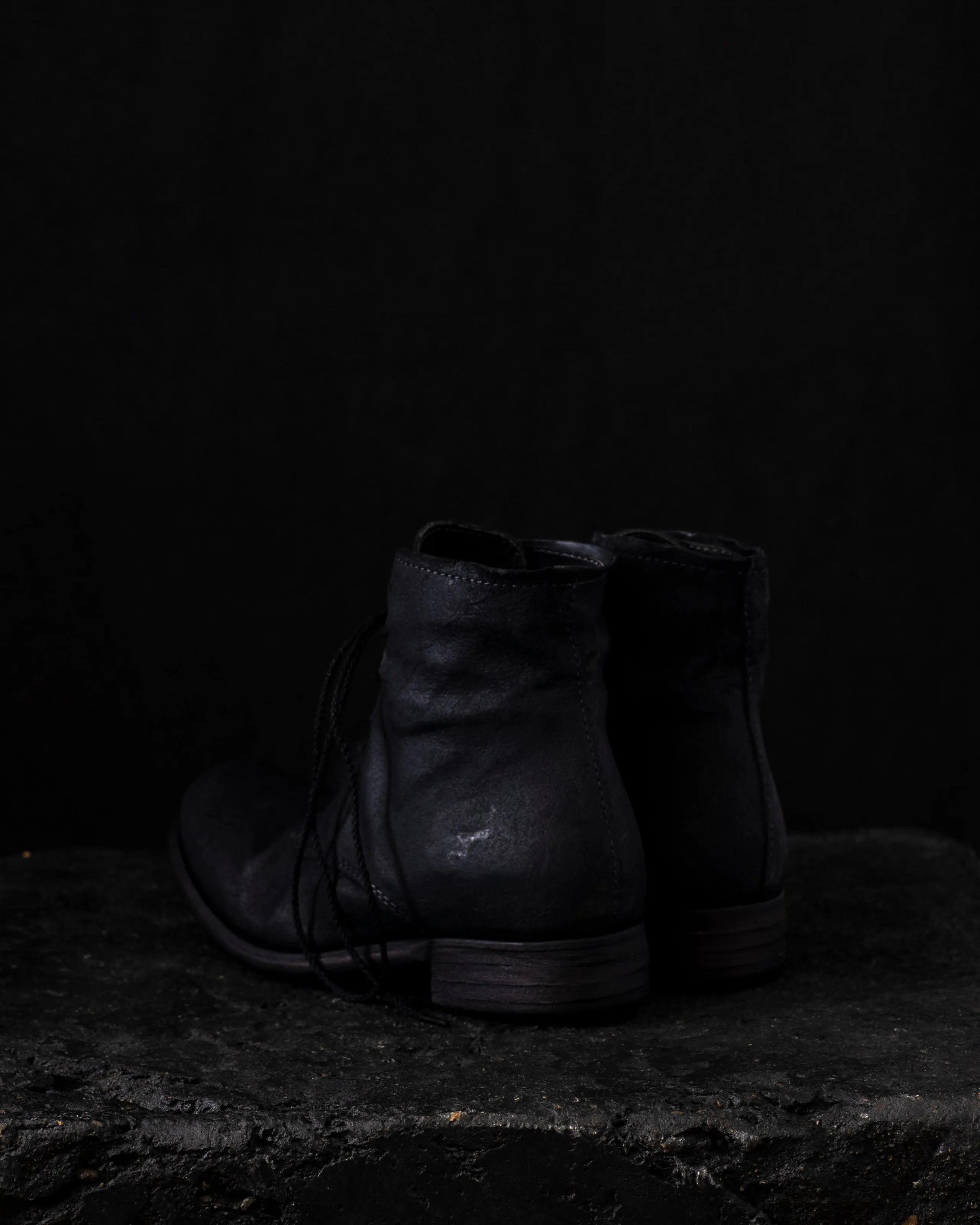 Low Lace Up Ankle Boots Black
