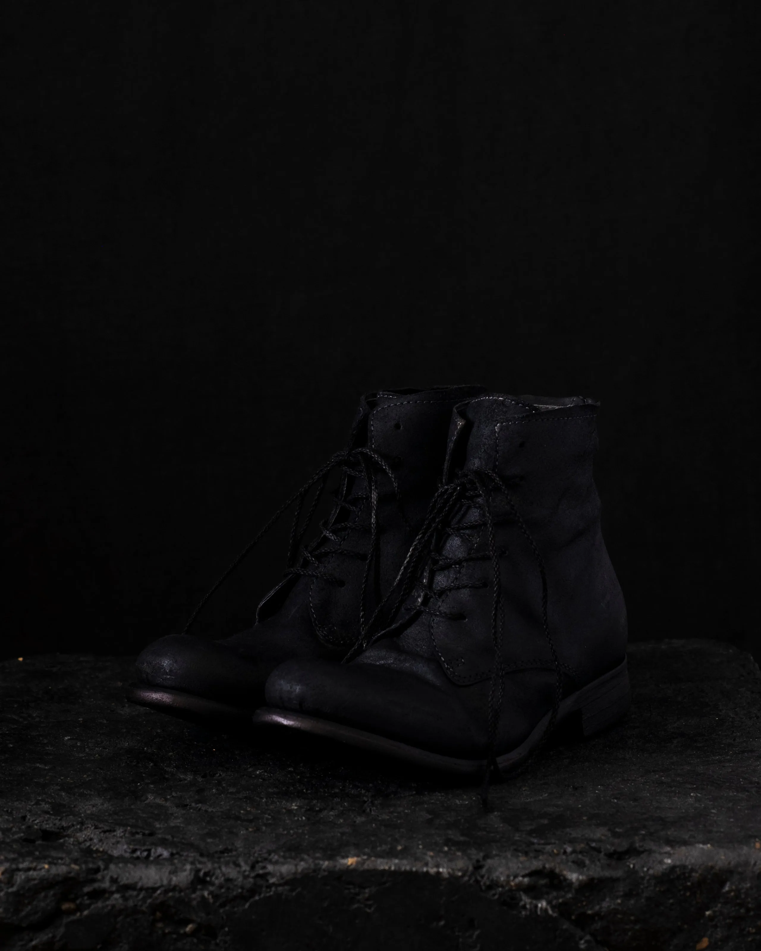Low Lace Up Ankle Boots Black