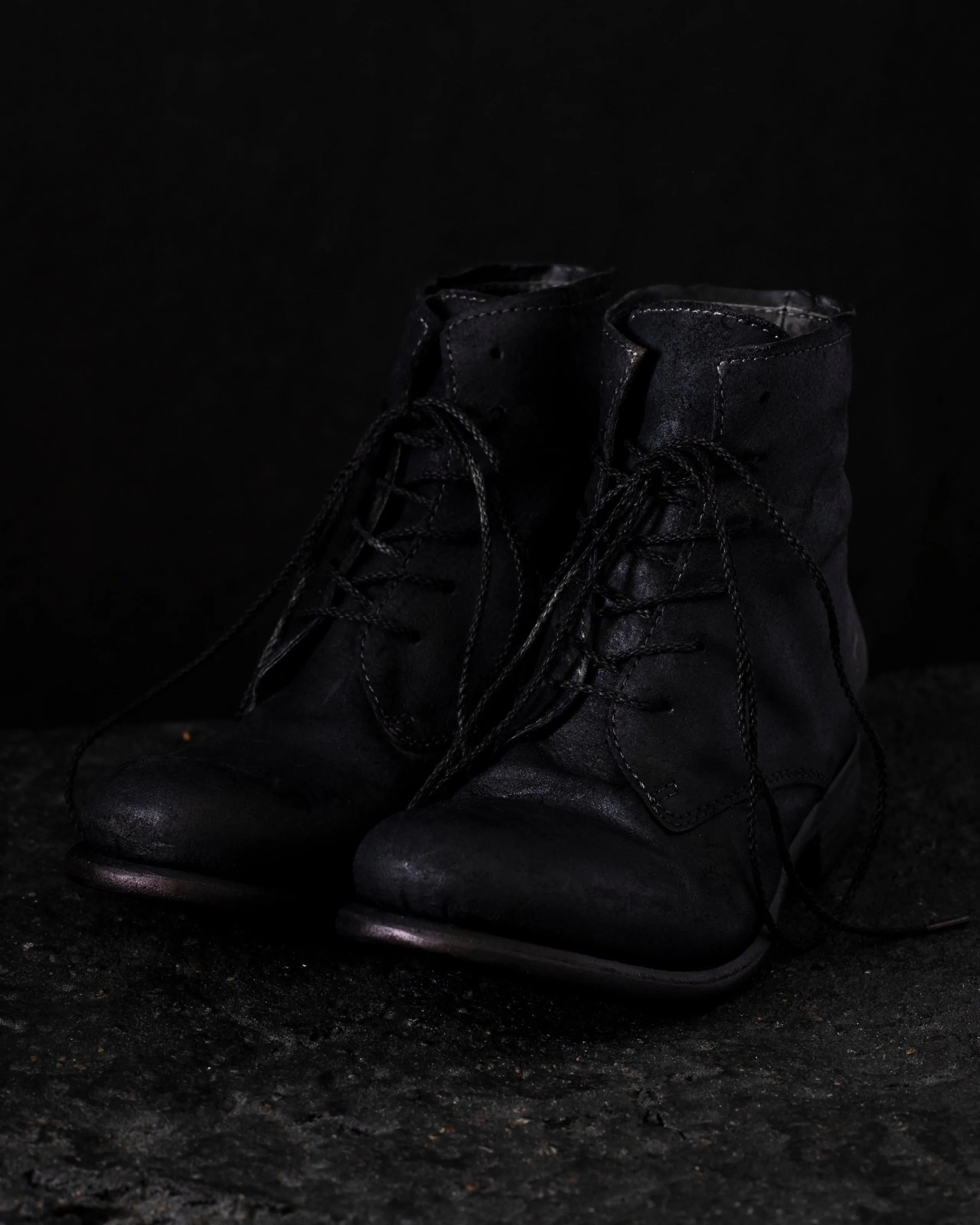 Low Lace Up Ankle Boots Black