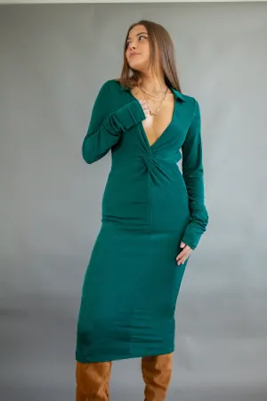 Magic Muse Twist Midi Dress Green