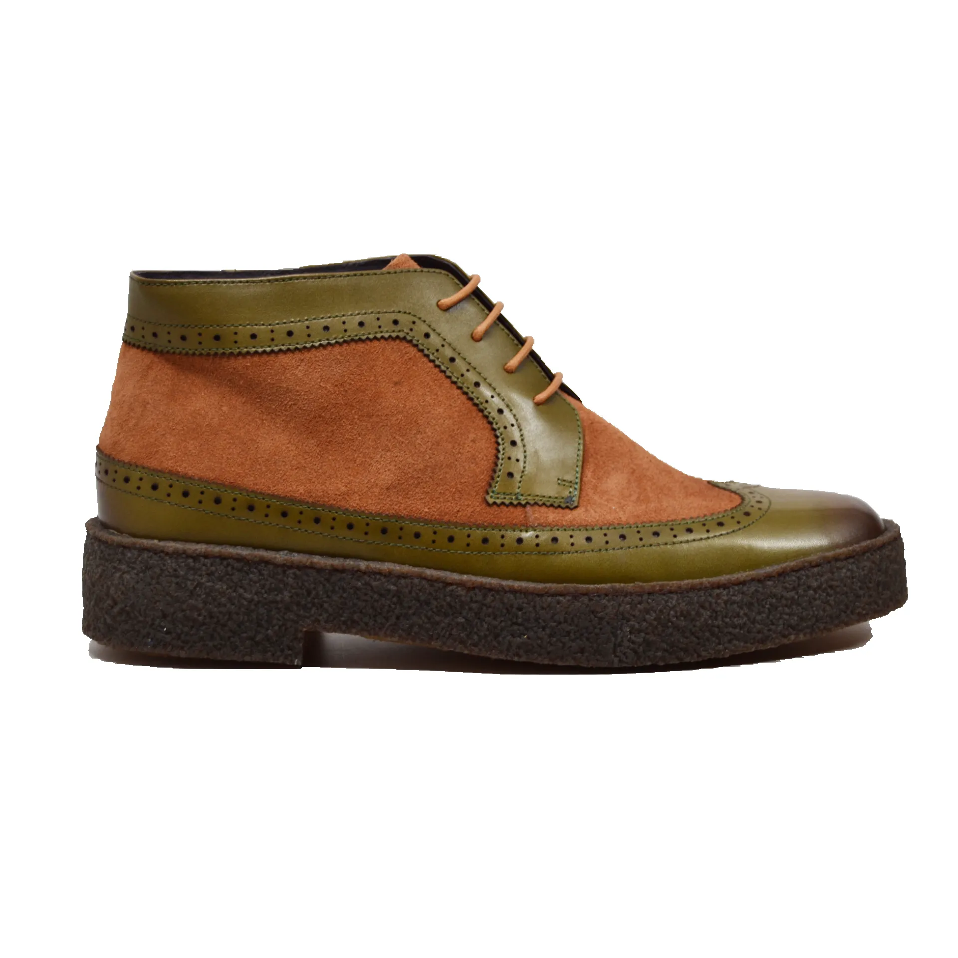 Original Playboy Wingtips-Green Leather and Brown  Suede