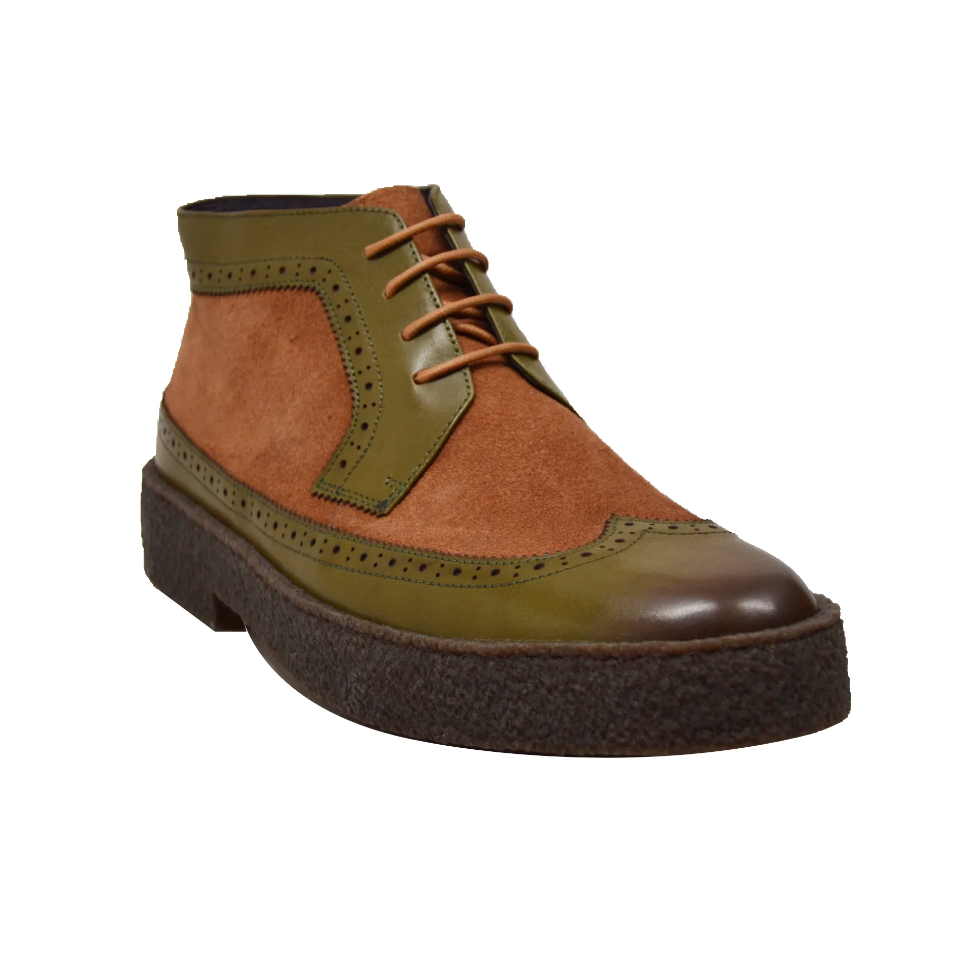 Original Playboy Wingtips-Green Leather and Brown  Suede