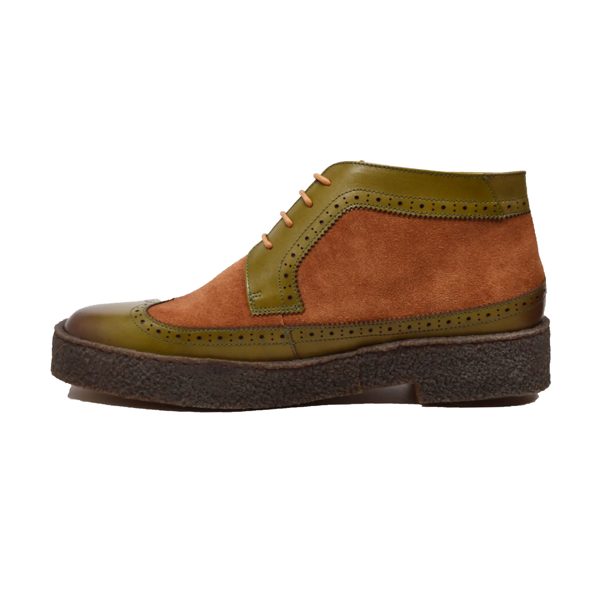 Original Playboy Wingtips-Green Leather and Brown  Suede