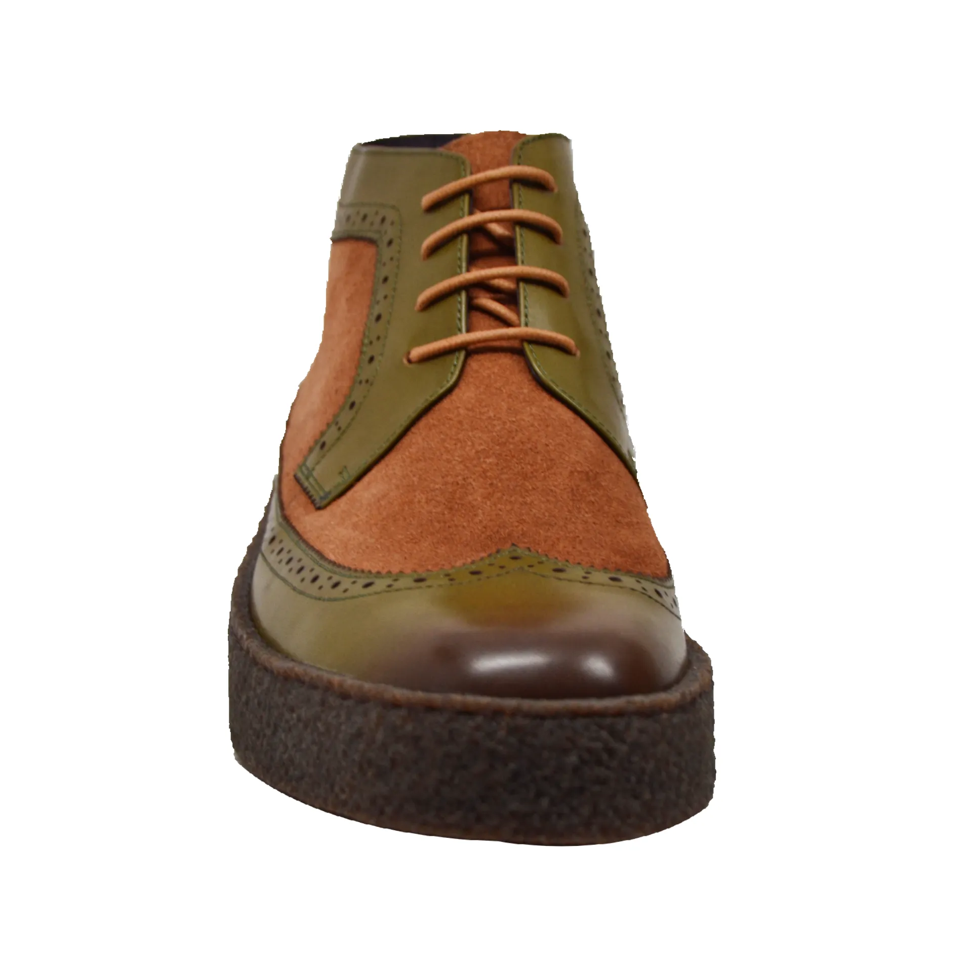 Original Playboy Wingtips-Green Leather and Brown  Suede