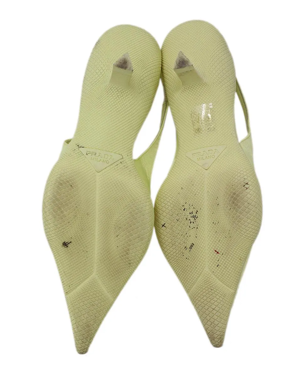 Prada Neon Yellow Nylon Slingbacks sz 7.5