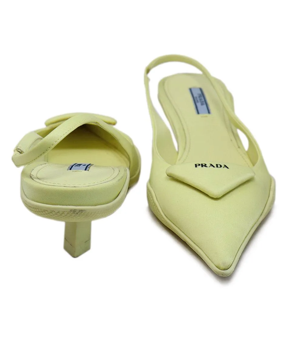 Prada Neon Yellow Nylon Slingbacks sz 7.5